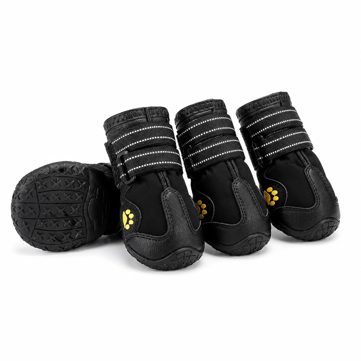Bottines protection chien LUMAYA noires avec bandes réfléchissantes