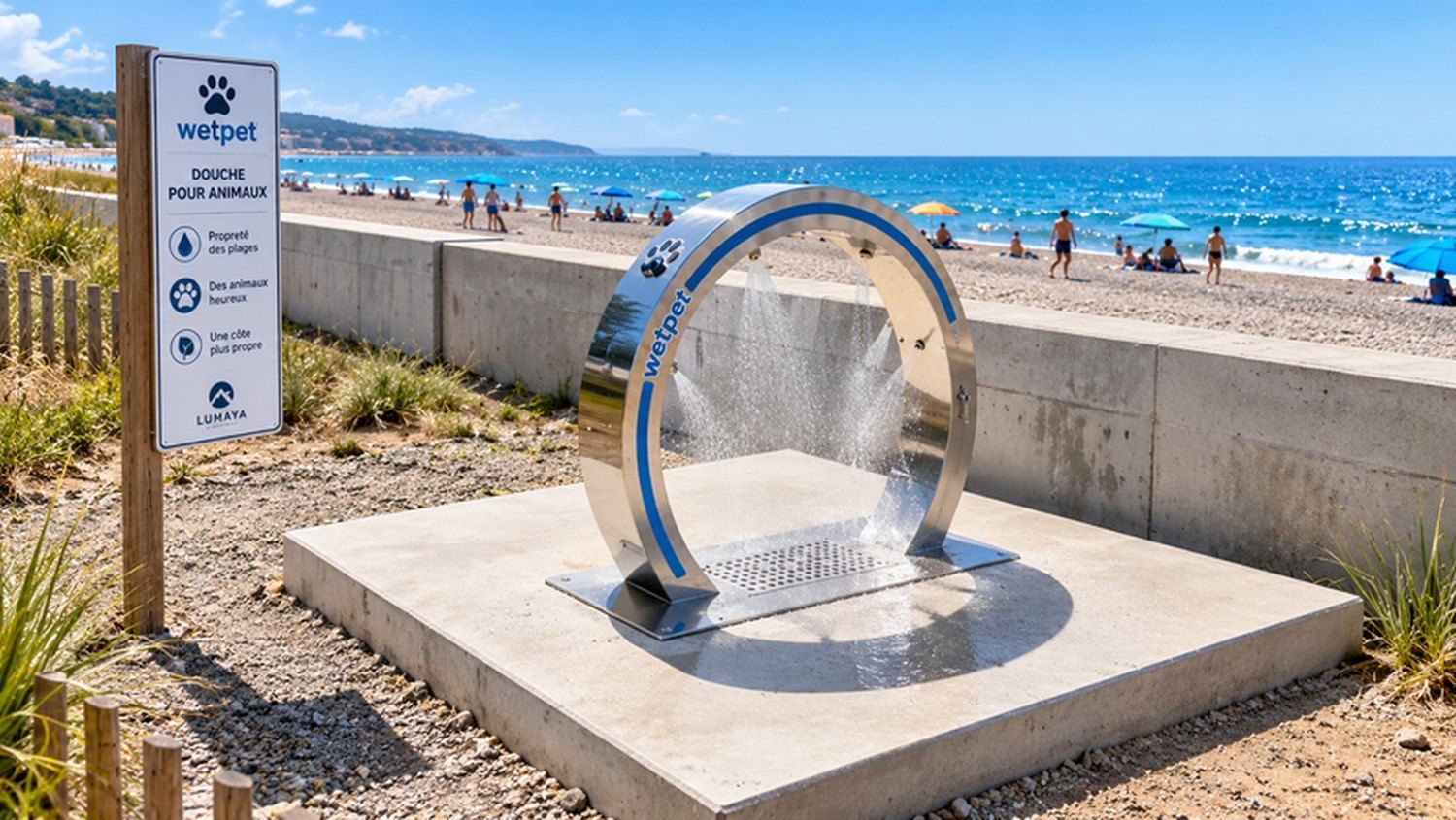 Douche canine WetPet Classic sur un front de mer aménagé