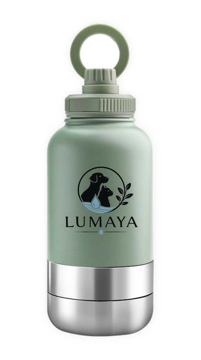 Gourde inox 3-en-1 LUMAYA vert sauge 1 L