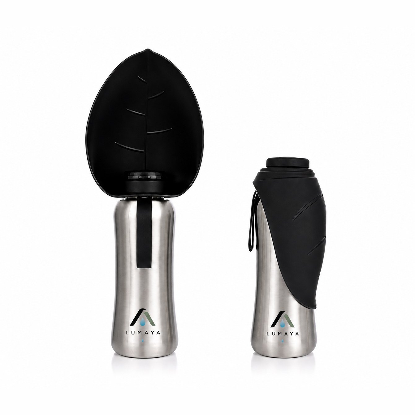 Gourde 2-en-1 LUMAYA inox 800 ml avec bol silicone déplié