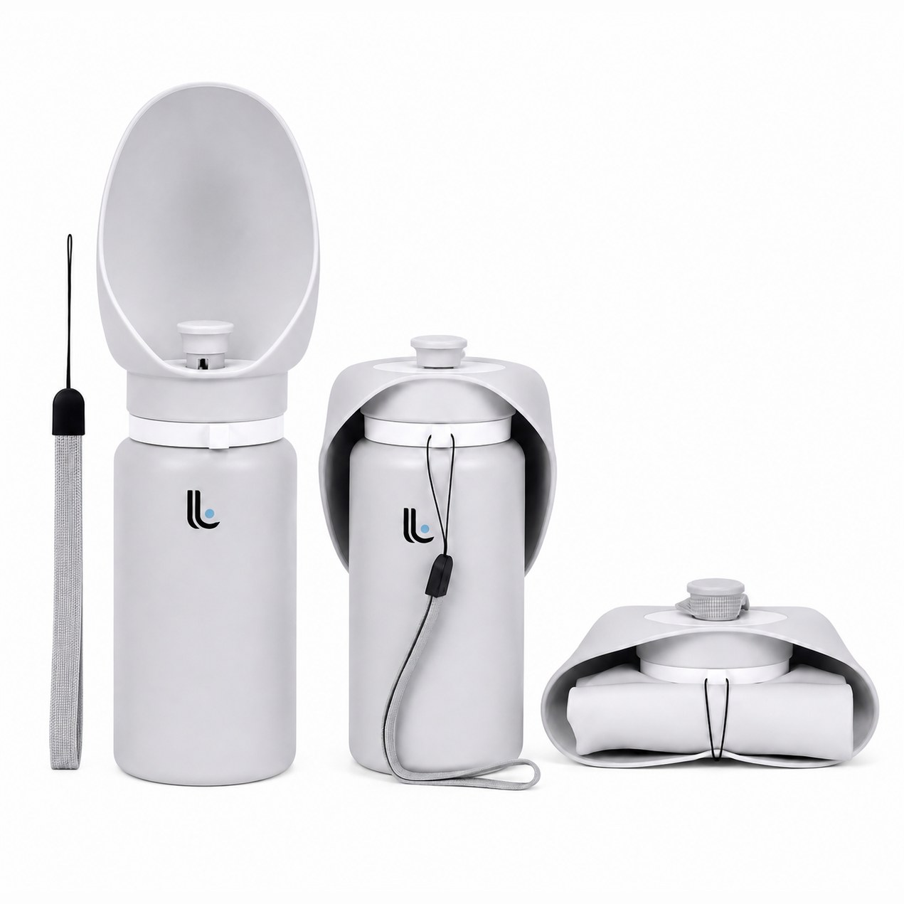 Gourde pliable 2-en-1 LUMAYA en trois positions avec dragonne